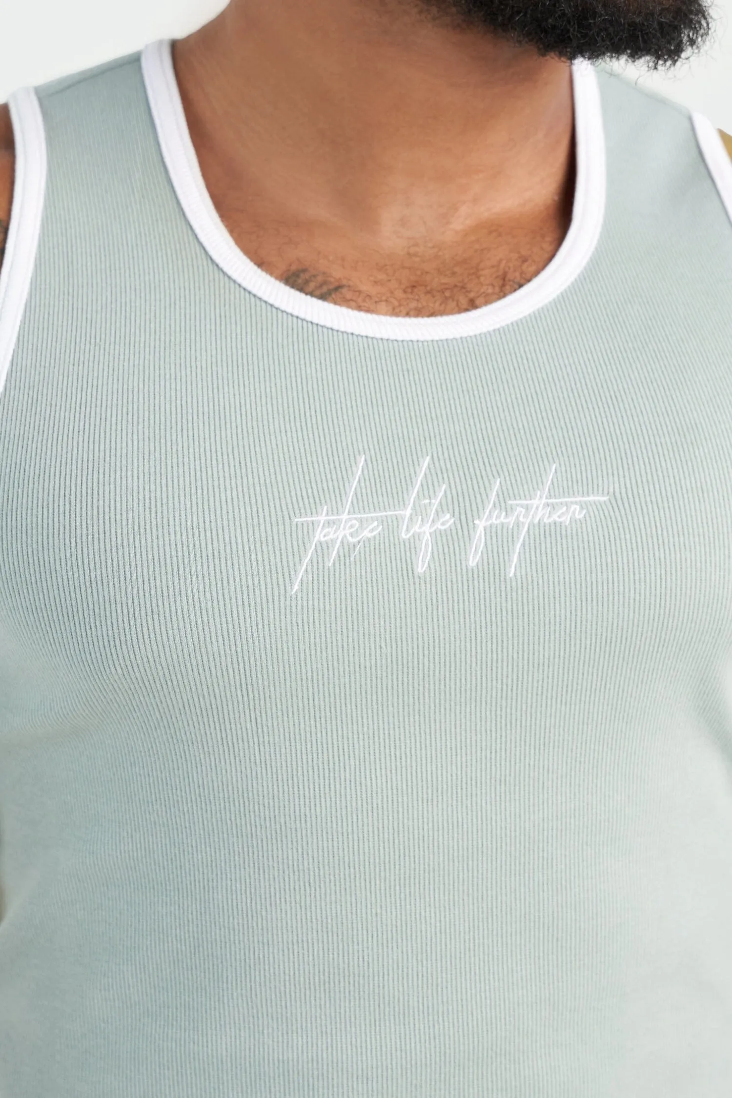 Script Ribbed Fitted Tank