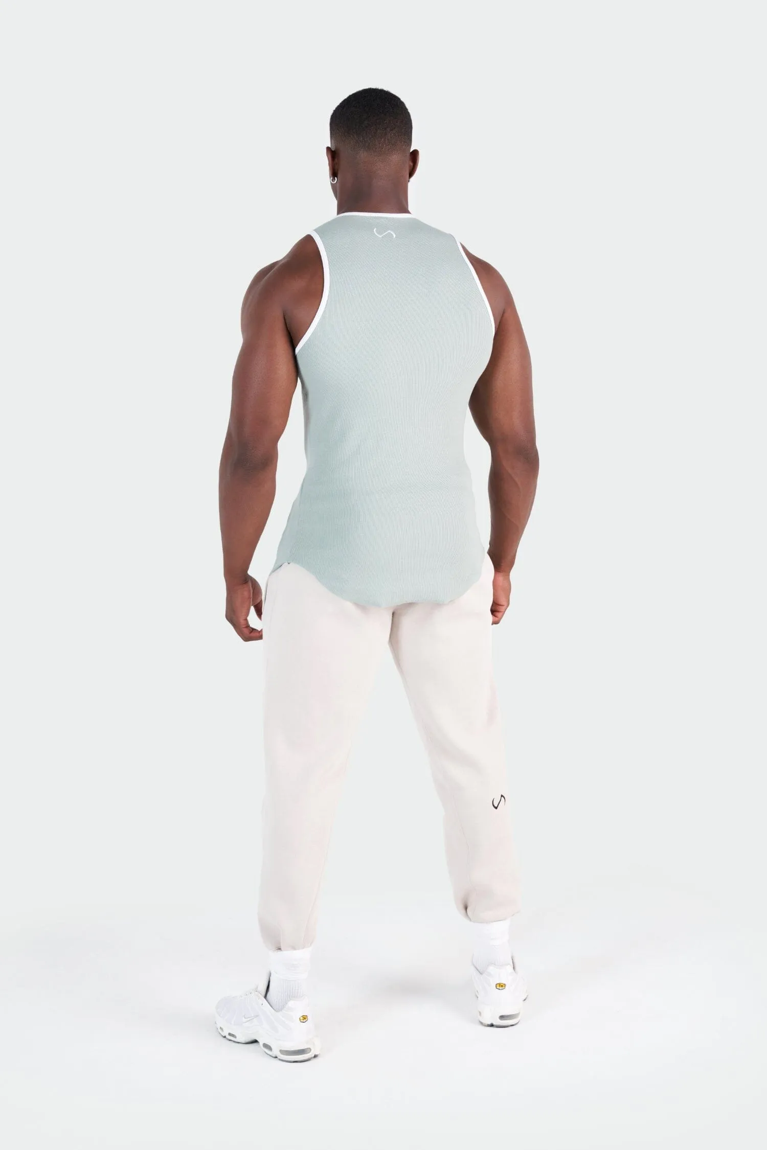 Script Ribbed Fitted Tank