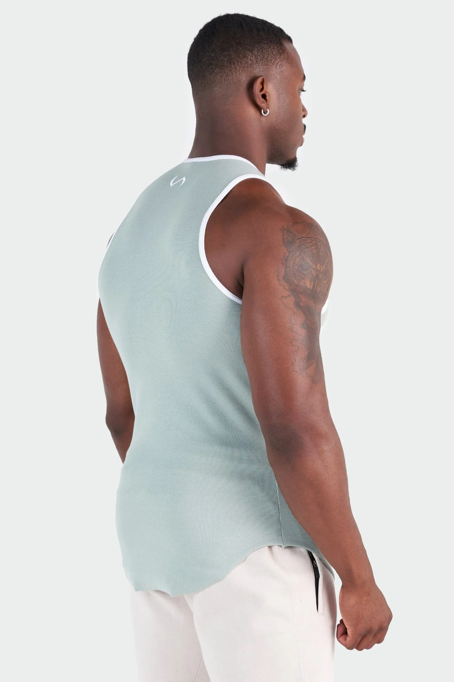 Script Ribbed Fitted Tank