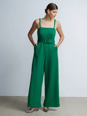 Seamed Belted Wide Leg Jumpsuit