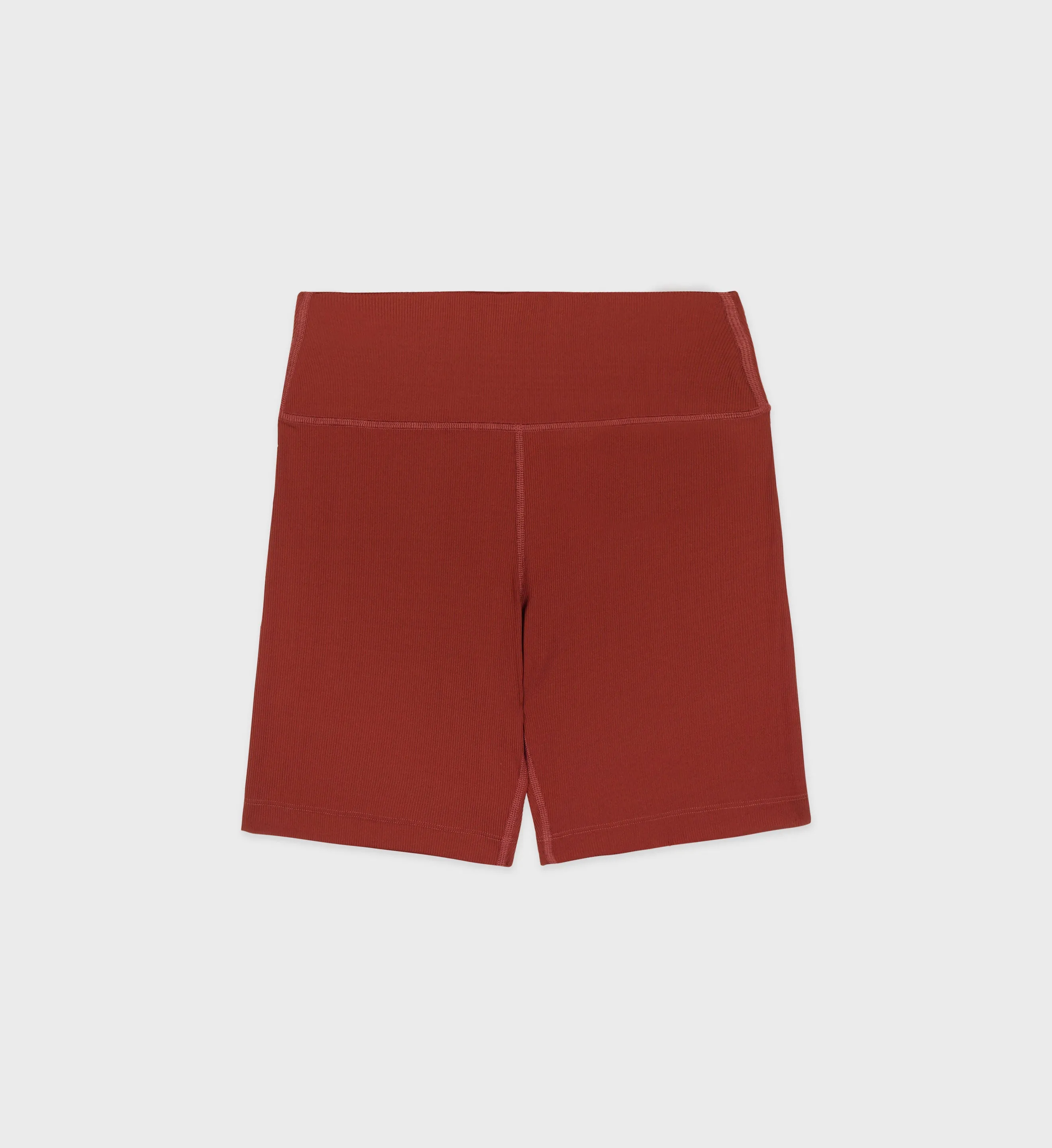 Serif Logo Ribbed Biker Short - Maroon/White