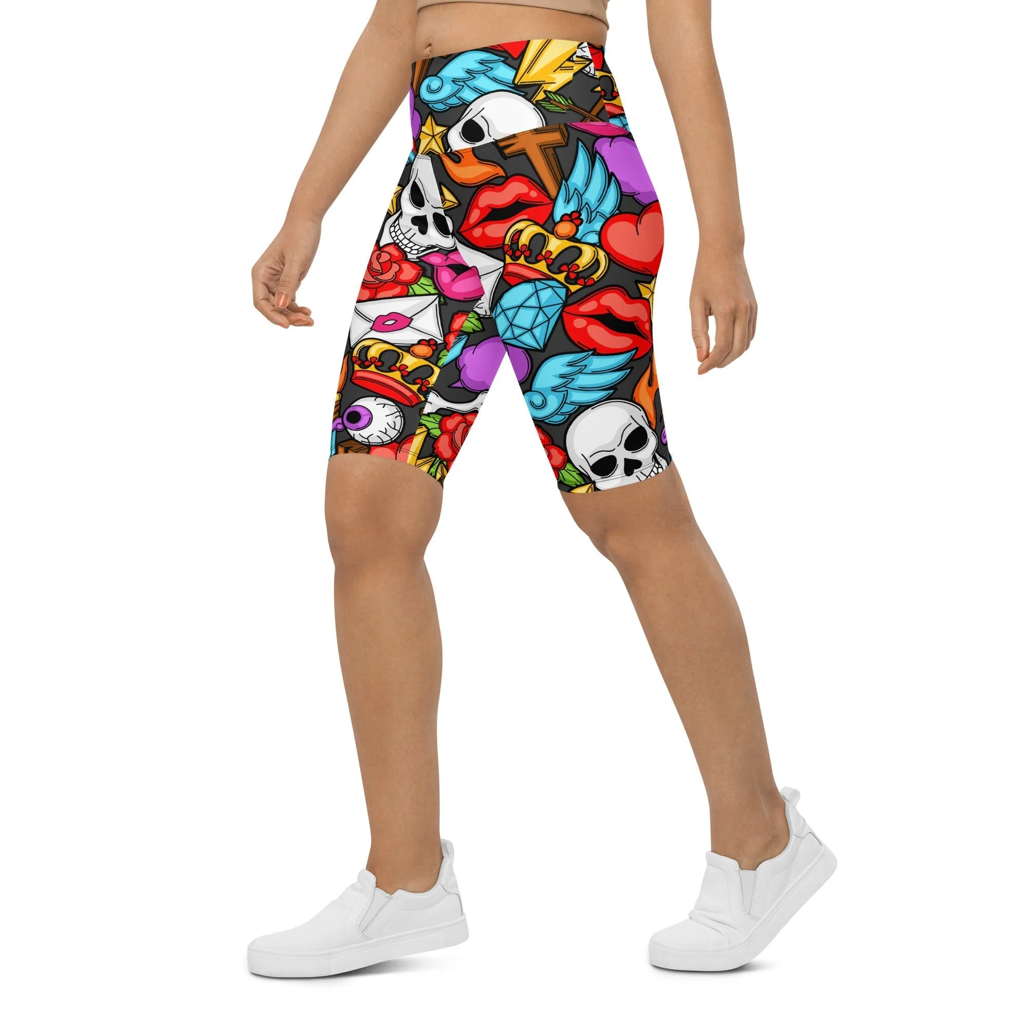 Skulls Biker Shorts
