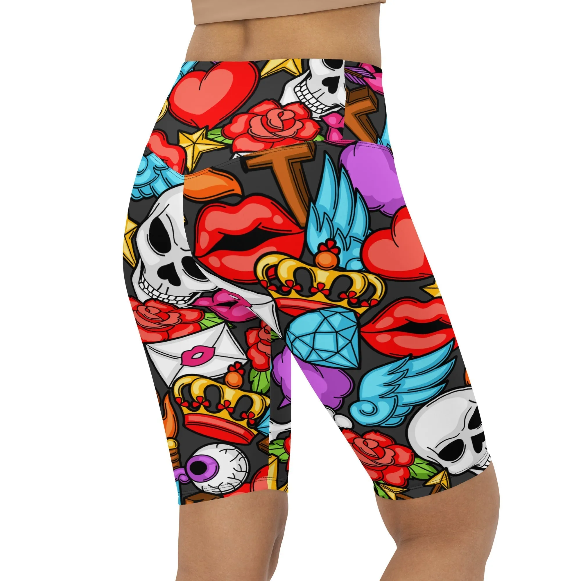 Skulls Biker Shorts