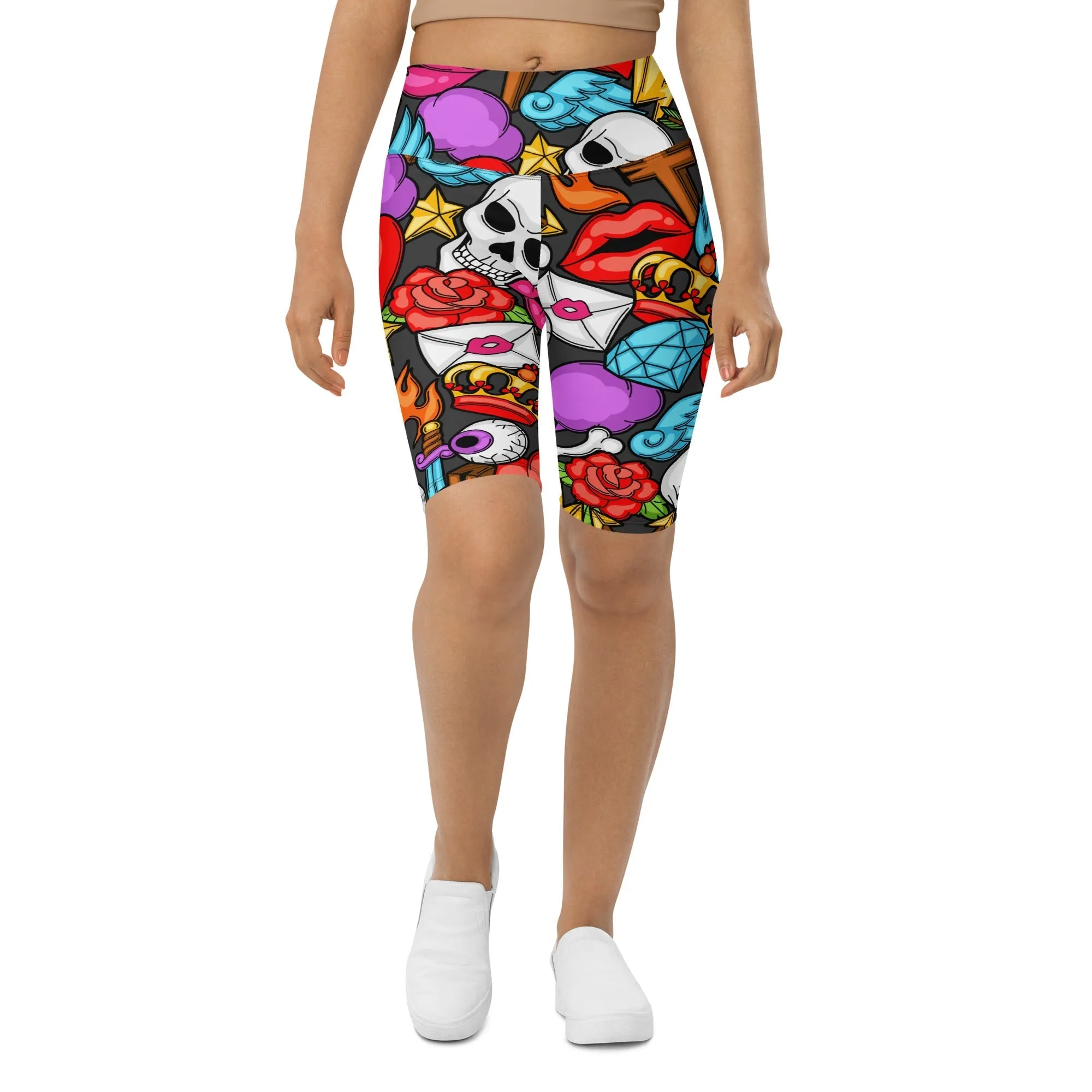 Skulls Biker Shorts