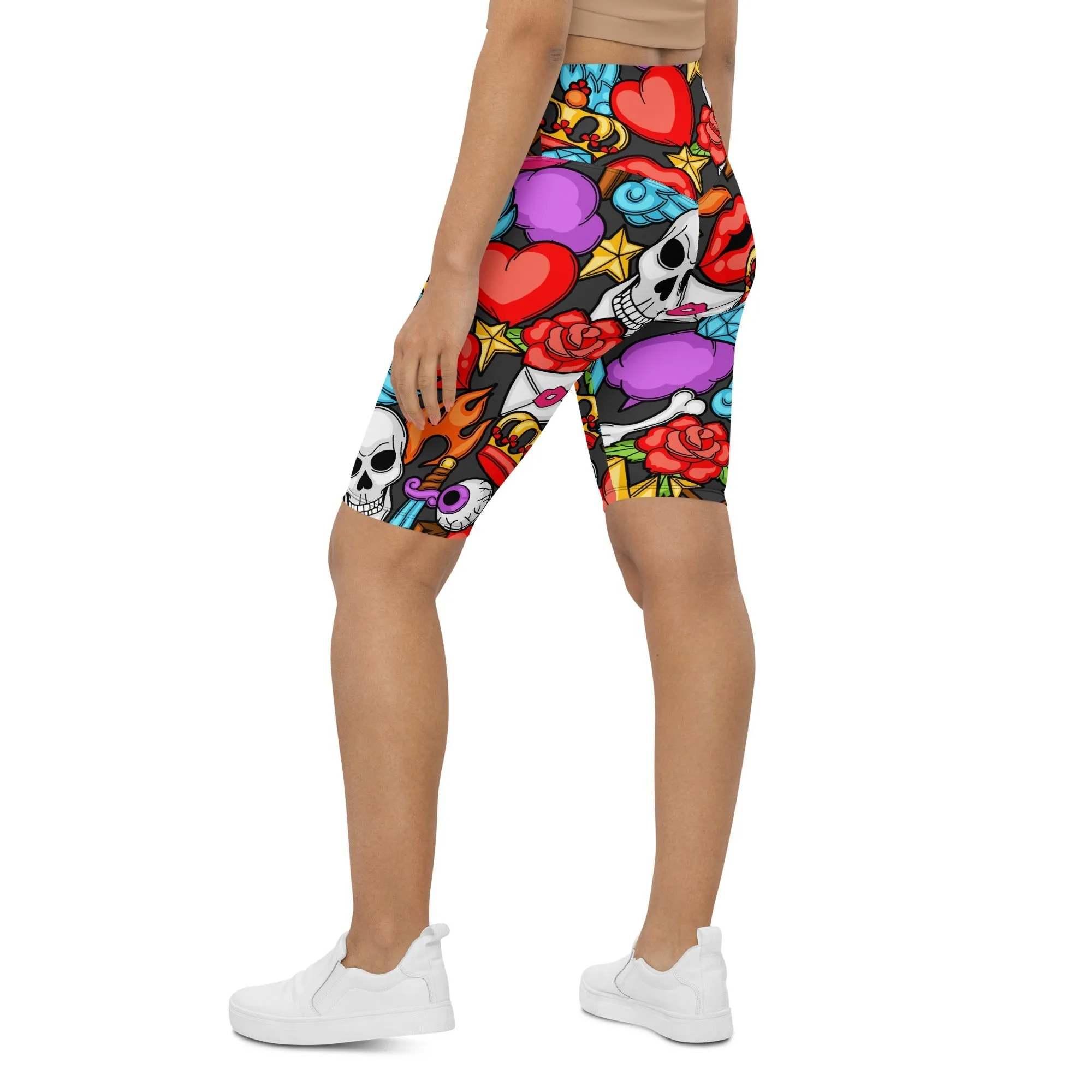 Skulls Biker Shorts