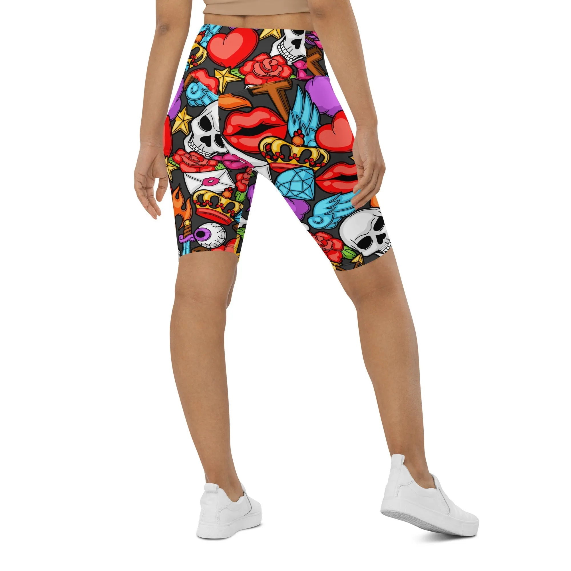 Skulls Biker Shorts