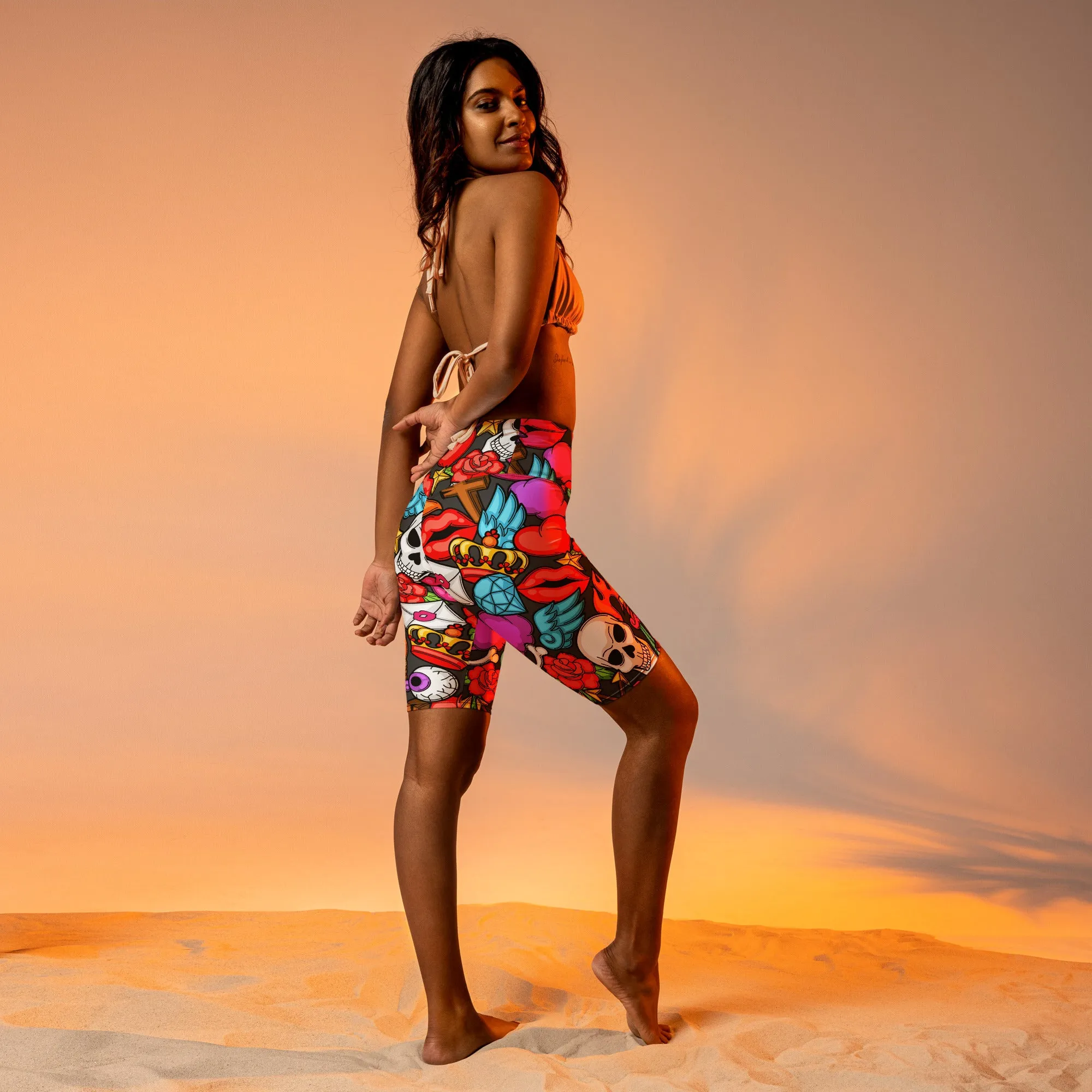 Skulls Biker Shorts