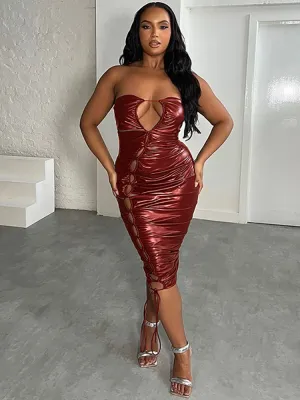 Sleeveless Hollow Out Bodycon Midi Dresses