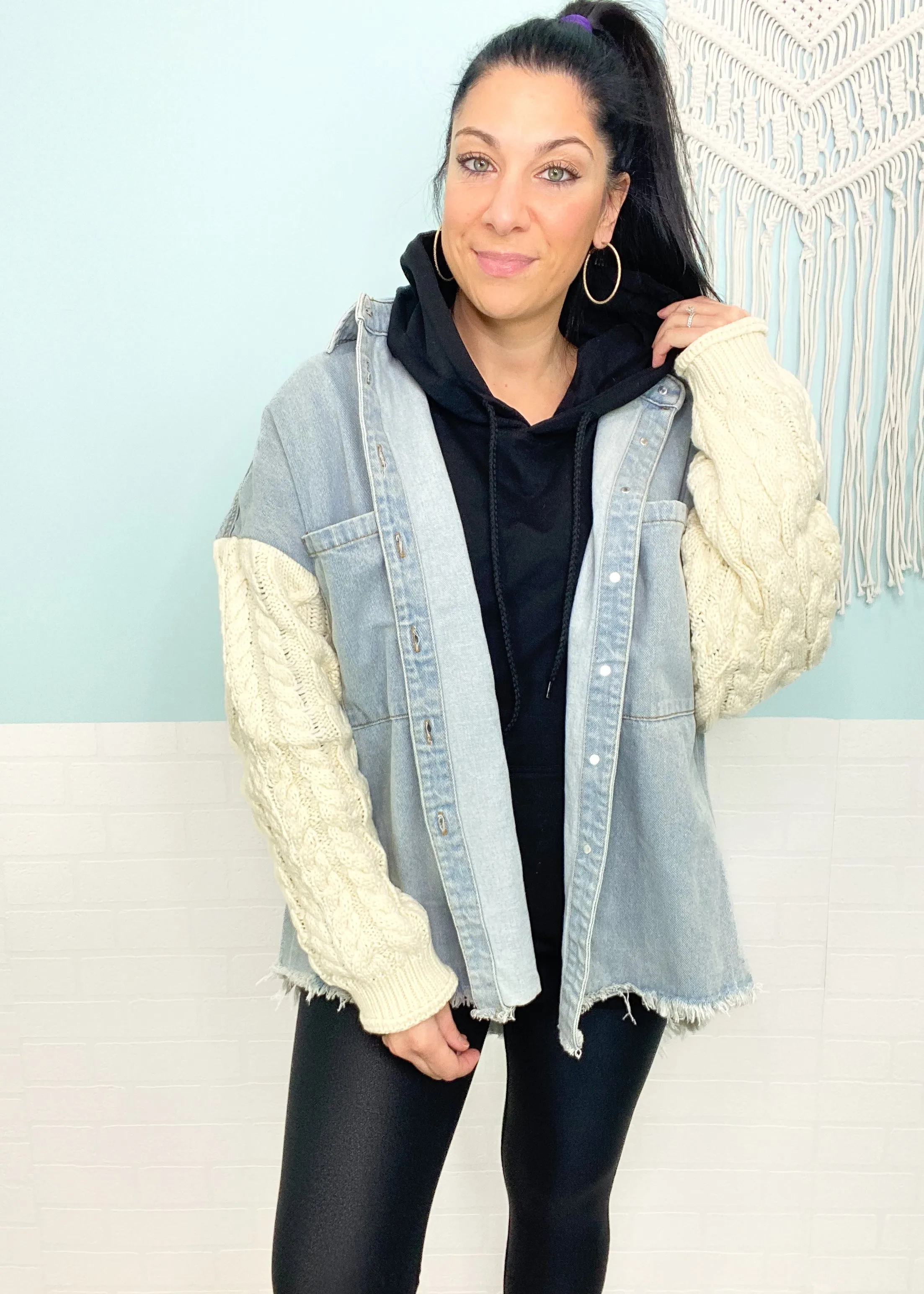 'Tavi' Black French Terry Boyfriend Fit Hoodie