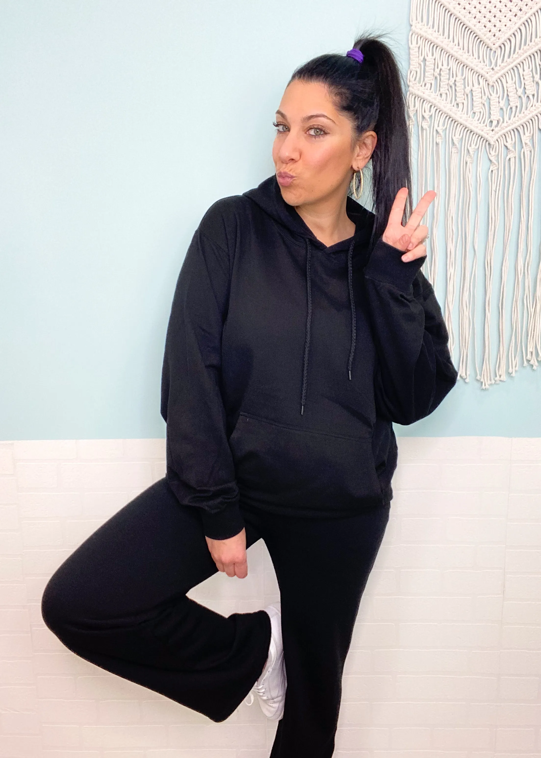 'Tavi' Black French Terry Boyfriend Fit Hoodie