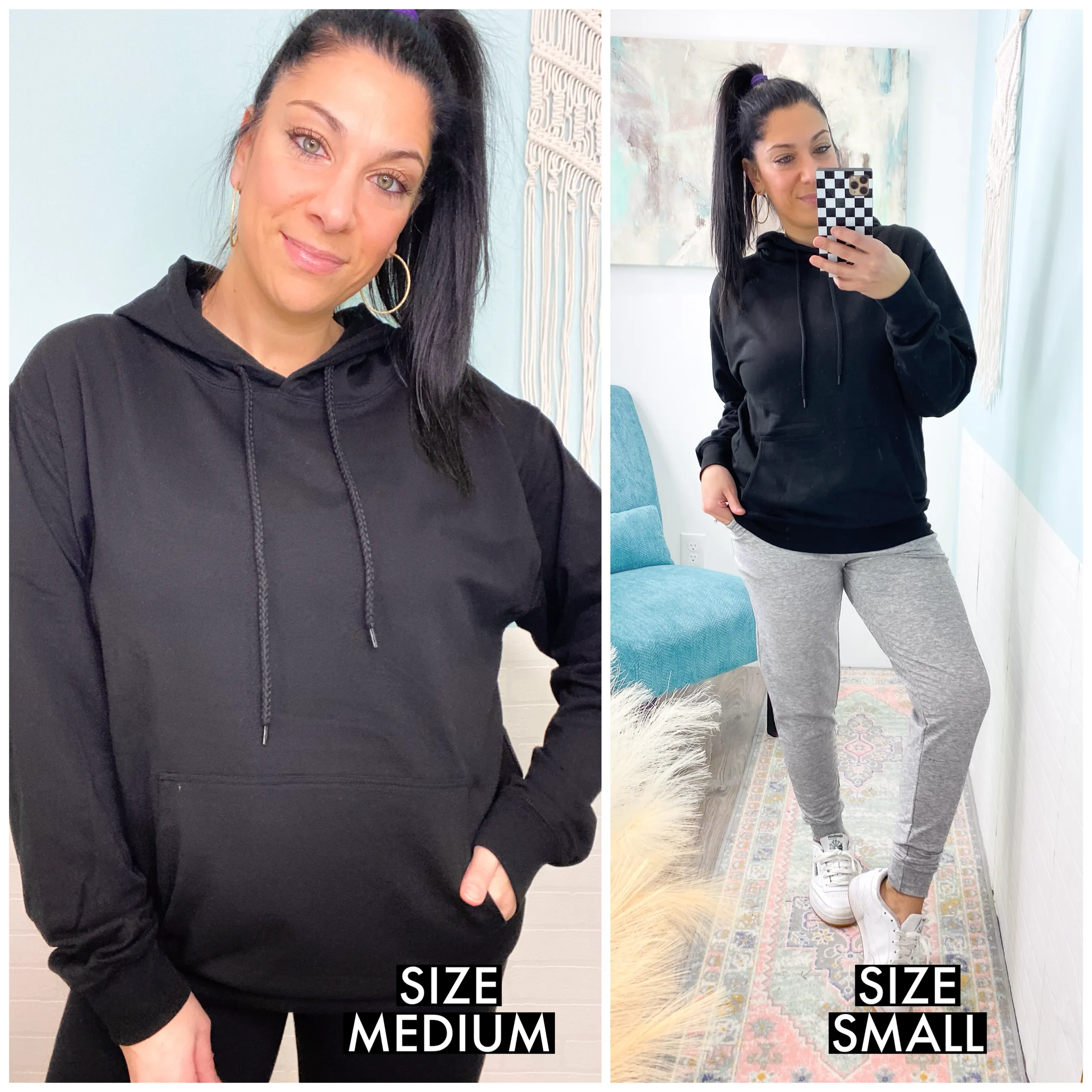 'Tavi' Black French Terry Boyfriend Fit Hoodie