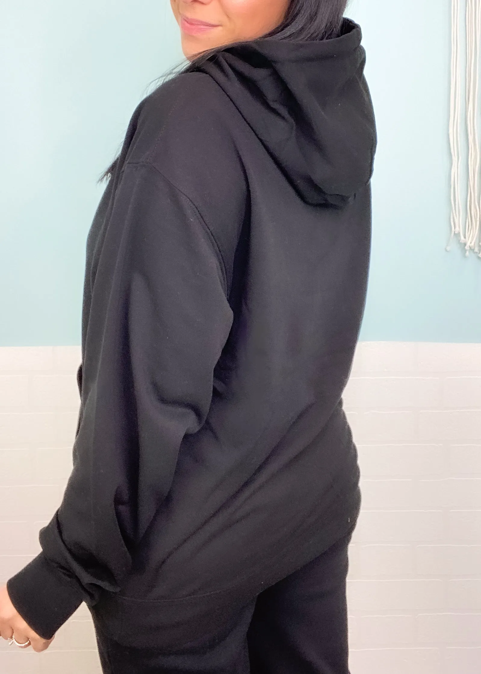 'Tavi' Black French Terry Boyfriend Fit Hoodie