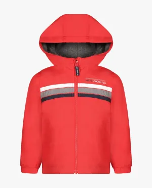 TODDLER BOYS ZIP FRONT HOODED SPORTY STRIPE RAINCOAT