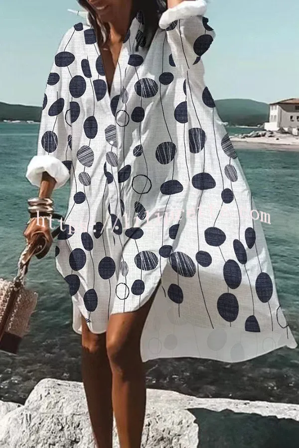 Tropical Fizz Printed Oversized Shirt Midi Dress