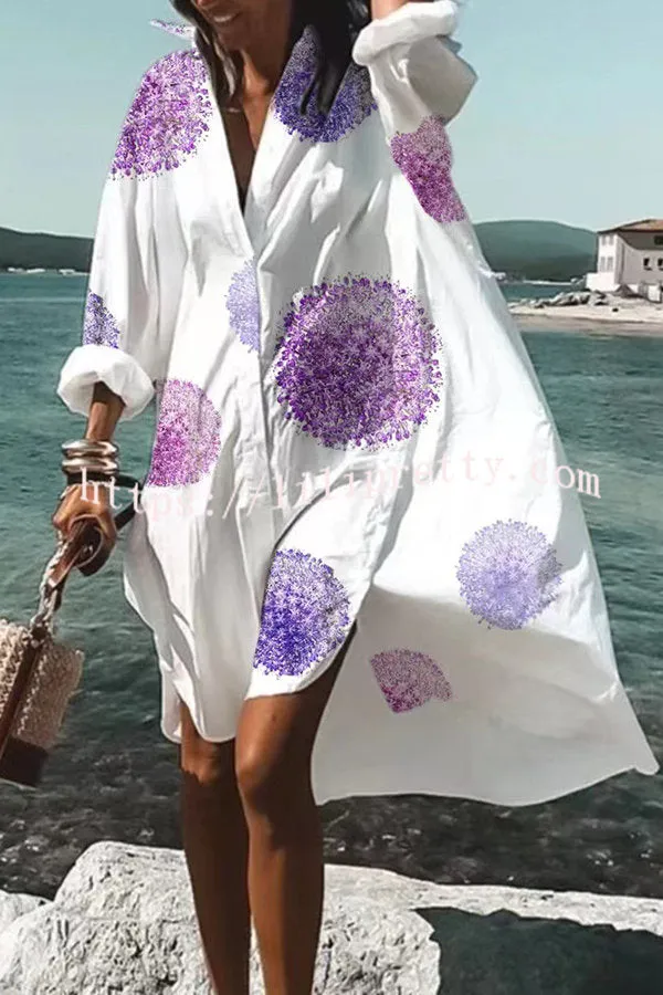 Tropical Fizz Printed Oversized Shirt Midi Dress