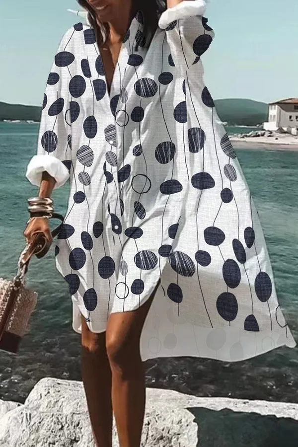 Tropical Fizz Printed Oversized Shirt Midi Dress
