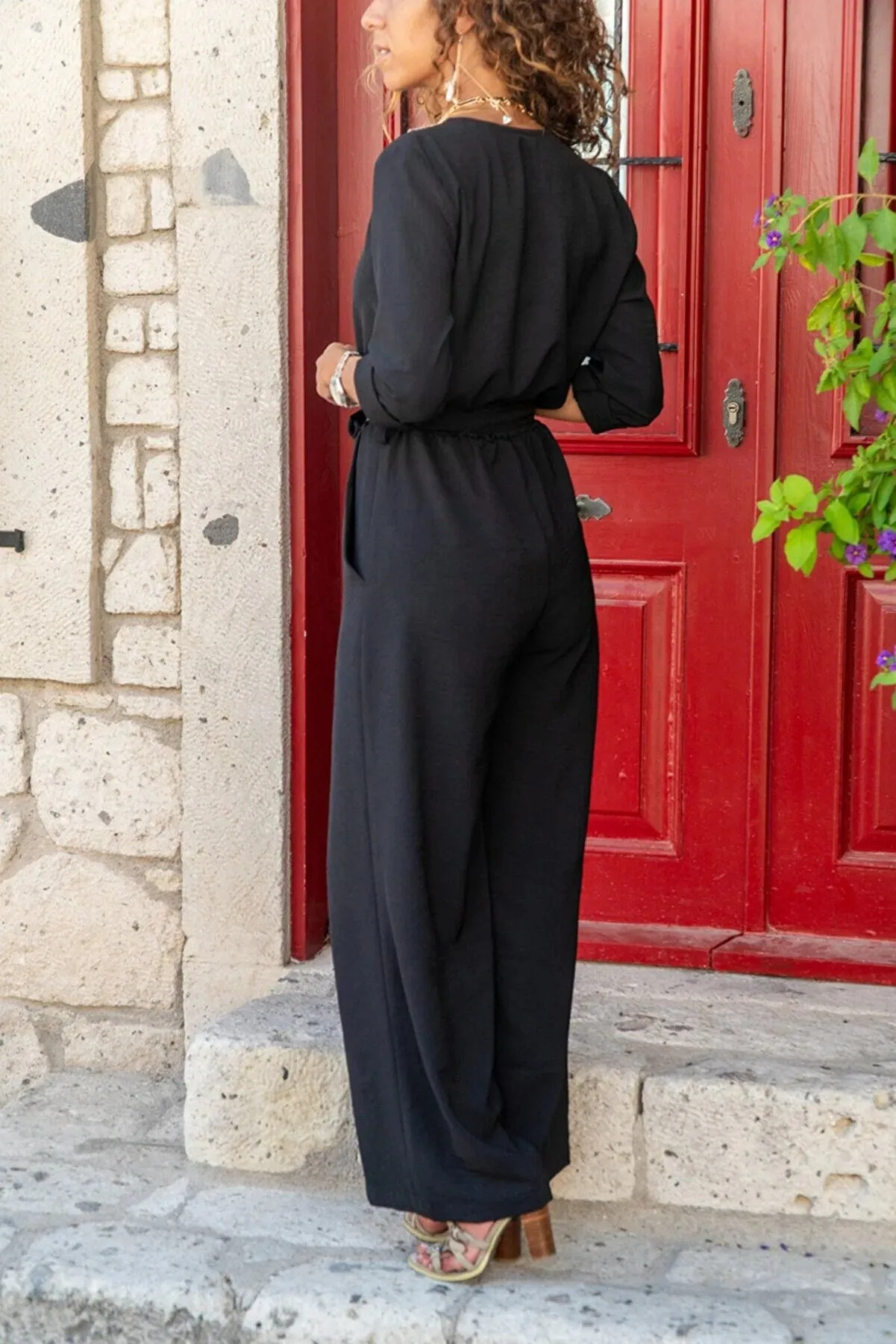 Vintage Jumpsuit,Straw Detailed Belted Pocket Cotton Jumpsuit, Casual Jumpsuit,Summer Jumpsuit Hippie Jumpsuit, Wide Leg Jumpsuit