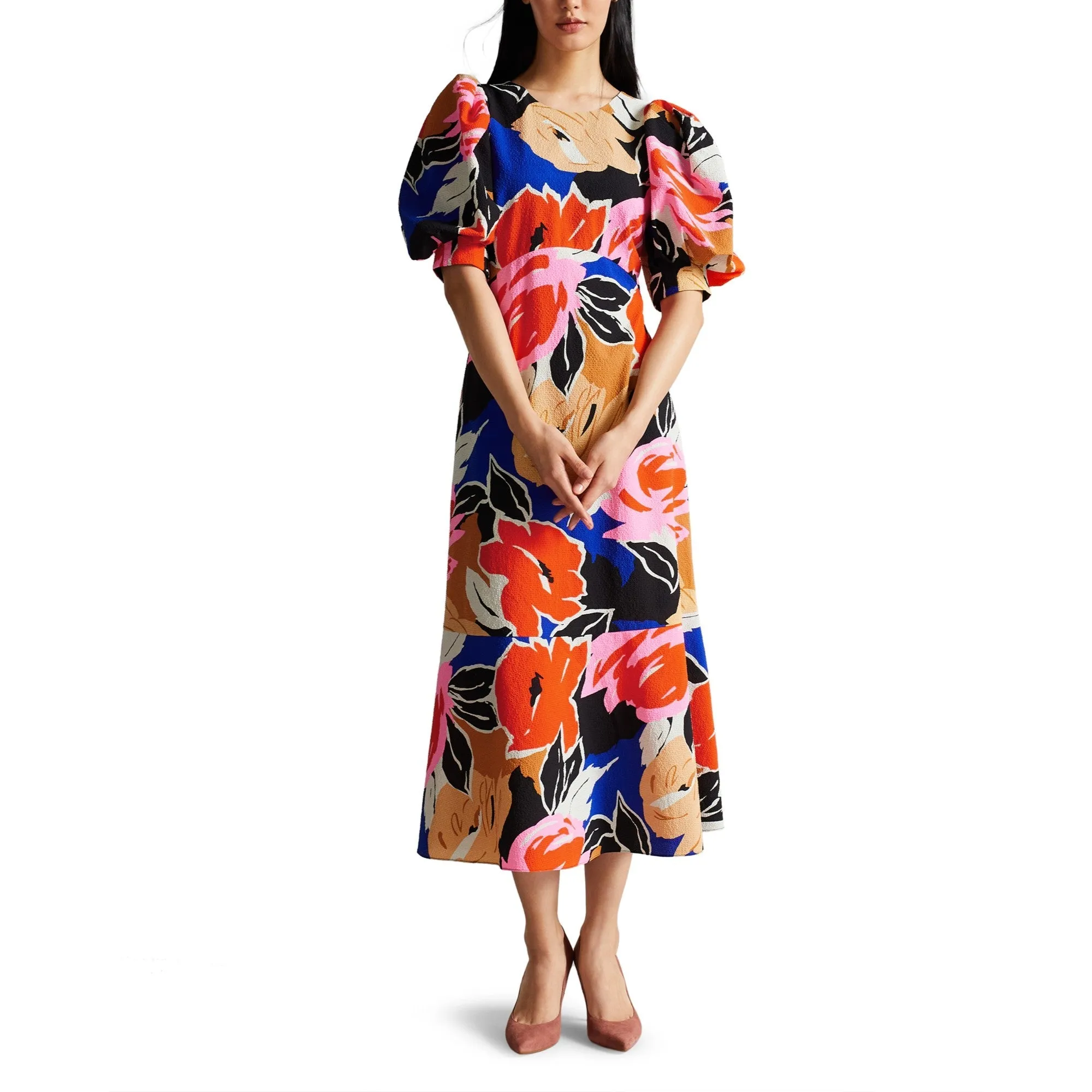 Women Wmd-Harpia-Floral Print Midi Dress - Black