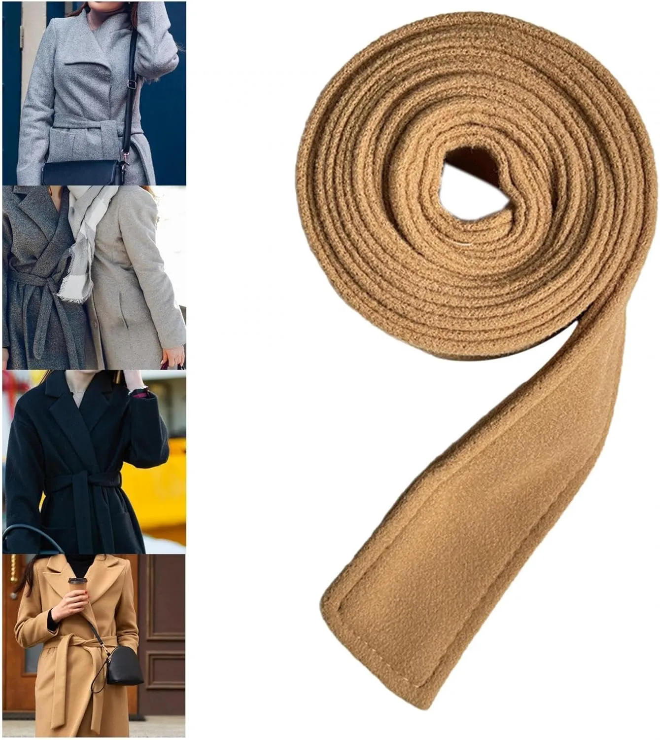 Women Woolen Overcoat Waist Belt Coat Belt, Artificial WoolenTrendy Waist Tie Sash Belt Replacement