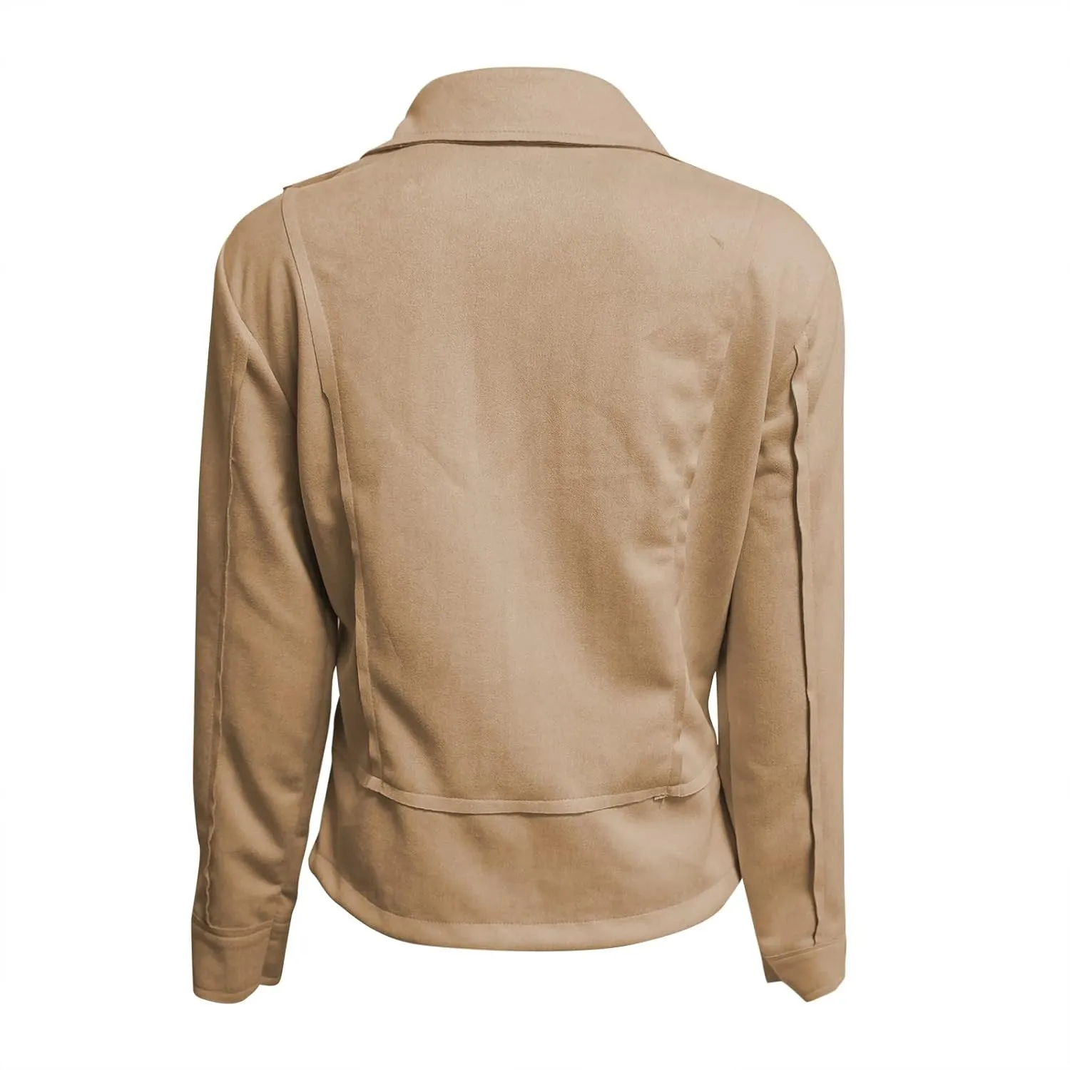 Women's Fashion Fall Leather Jacket Long Sleeve Zip Up Lapel Belted Motorcycle Jacket Vintage Solid Fitted Coat Outwear