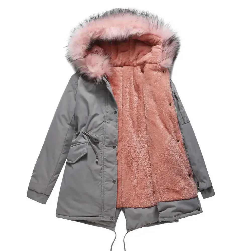 Women's Winter Thicken Puffer Coat Warm Jacket with Fur Hood