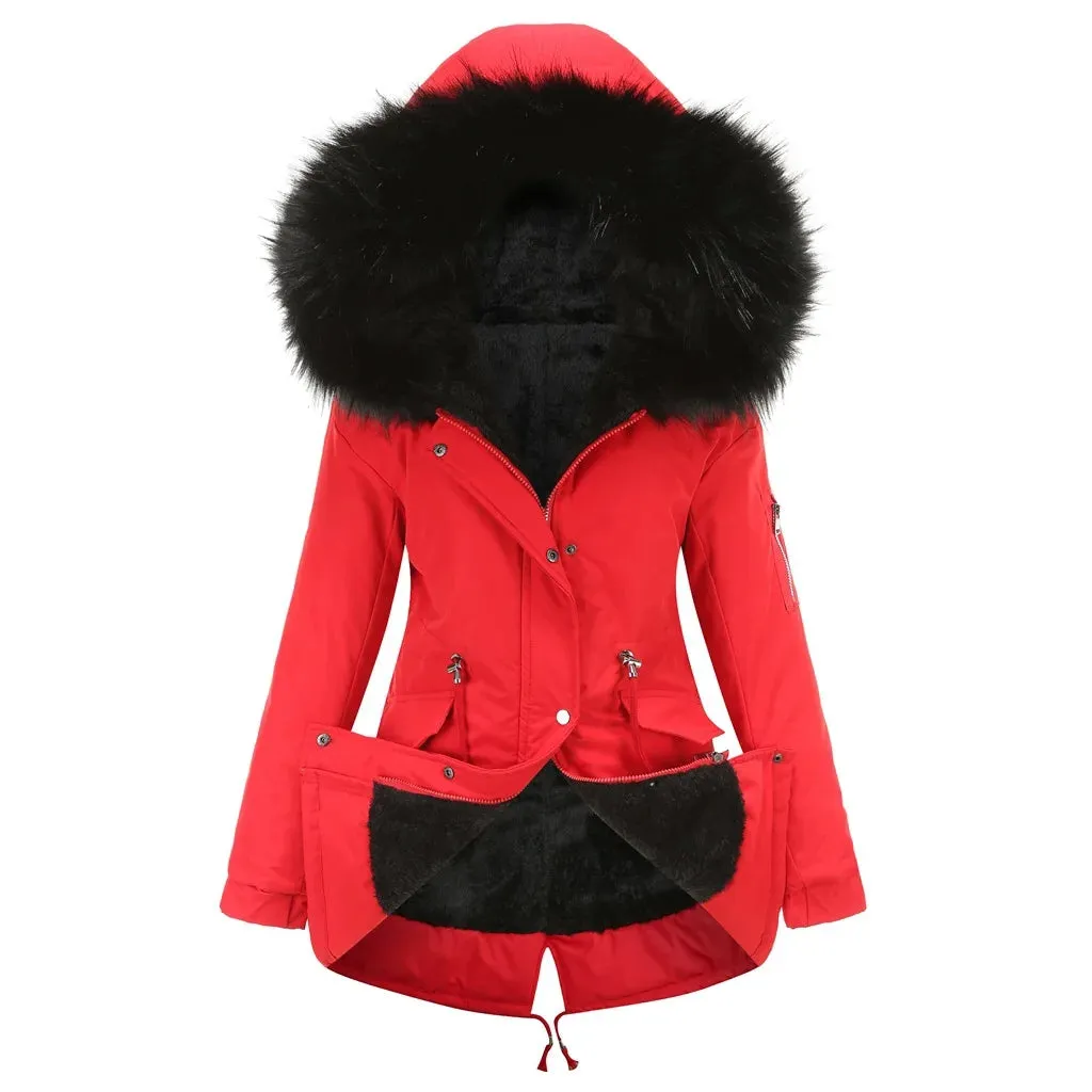 Women's Winter Thicken Puffer Coat Warm Jacket with Fur Hood