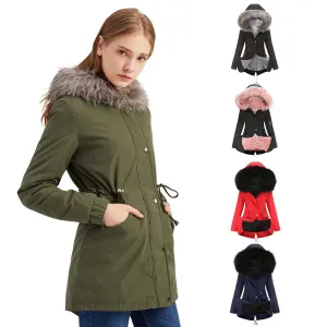Women's Winter Thicken Puffer Coat Warm Jacket with Fur Hood