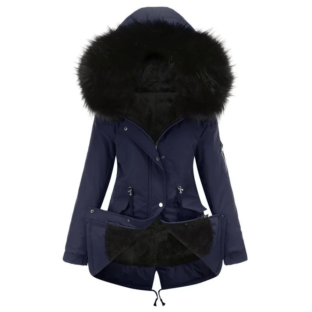 Women's Winter Thicken Puffer Coat Warm Jacket with Fur Hood