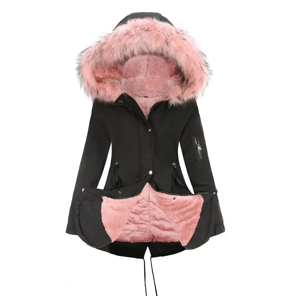 Women's Winter Thicken Puffer Coat Warm Jacket with Fur Hood