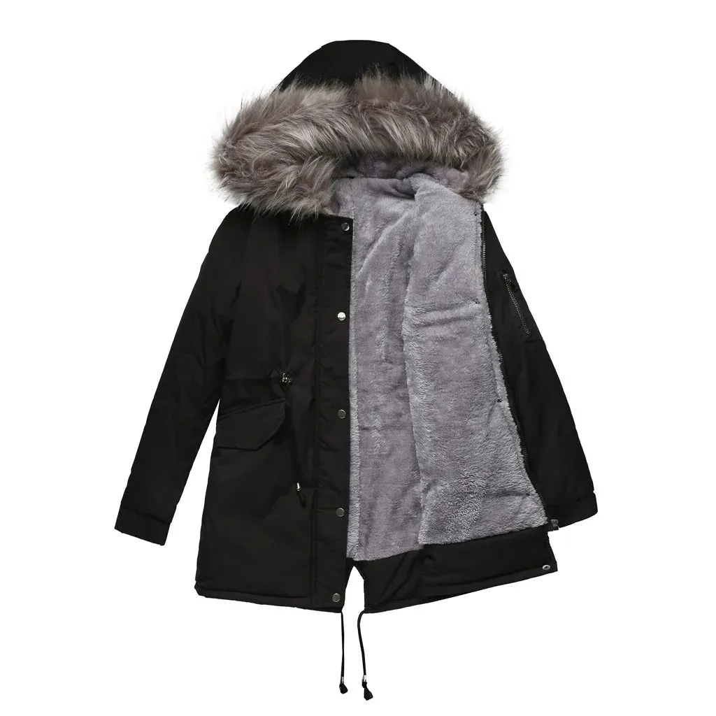 Women's Winter Thicken Puffer Coat Warm Jacket with Fur Hood