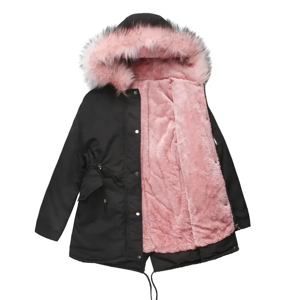 Women's Winter Thicken Puffer Coat Warm Jacket with Fur Hood