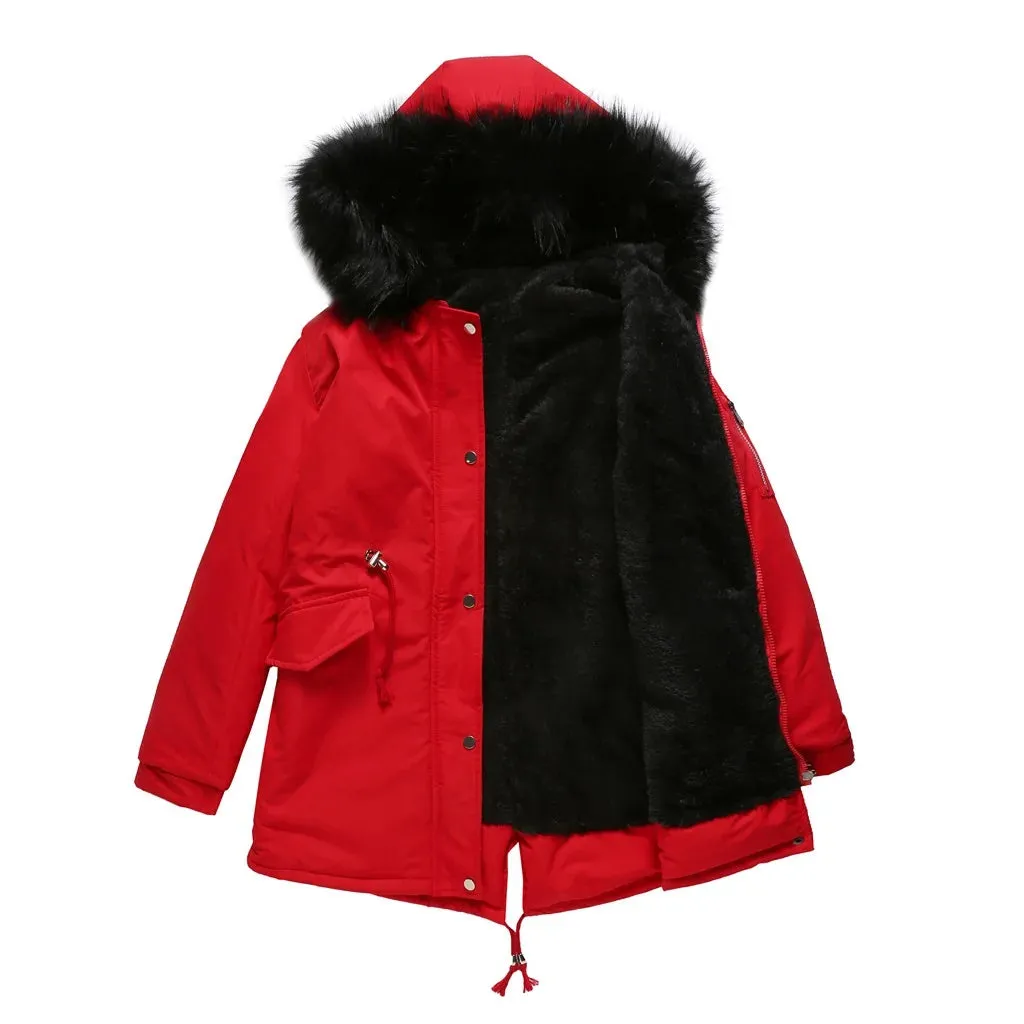 Women's Winter Thicken Puffer Coat Warm Jacket with Fur Hood