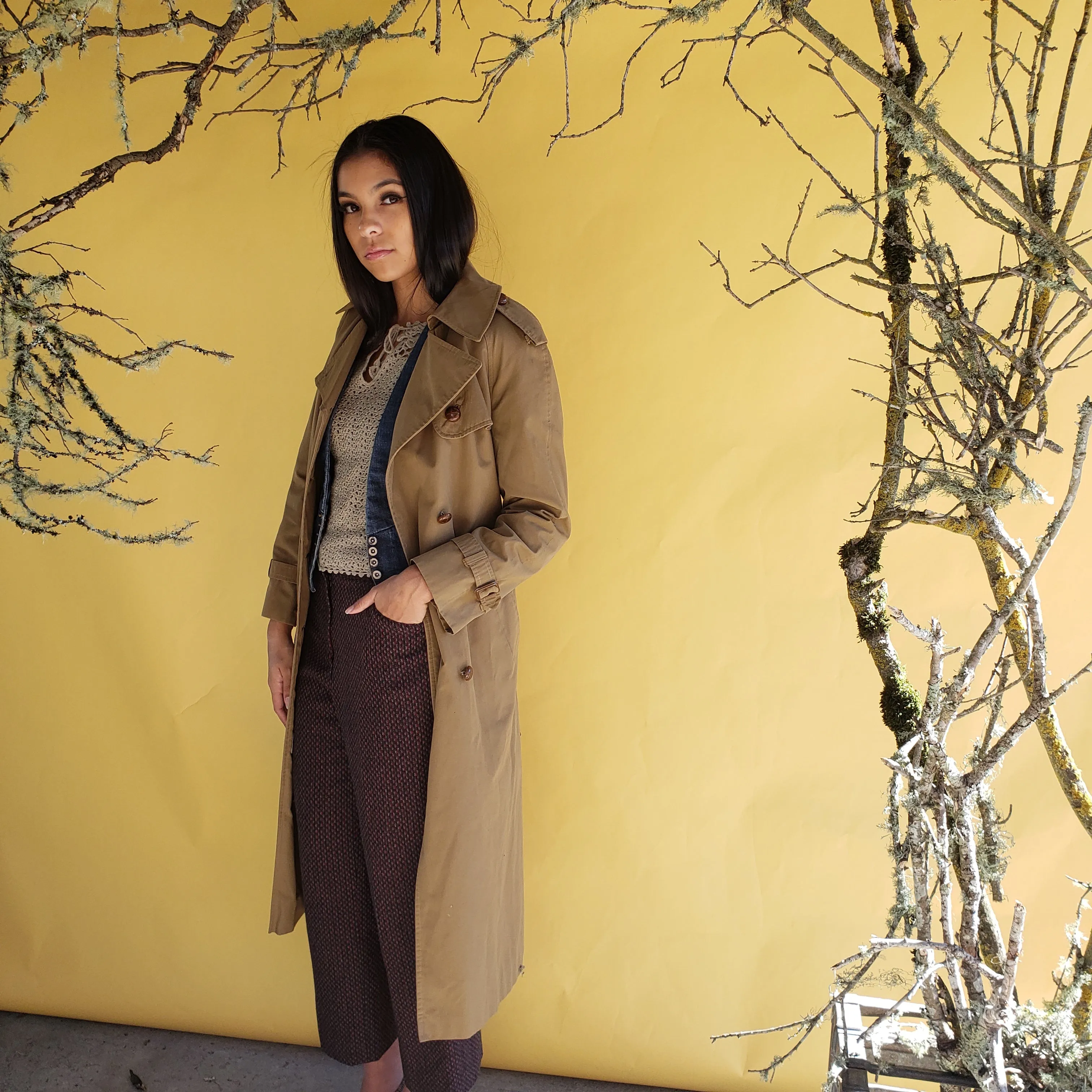 Wool lined 1980s trench coat