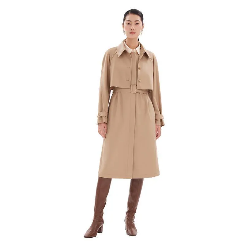 Worsted Wool Trench Coat (Jacket Vest Dress)