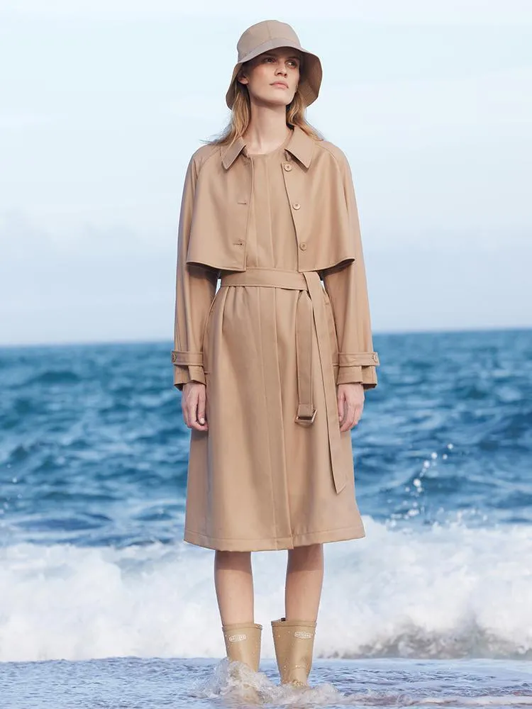 Worsted Wool Trench Coat (Jacket Vest Dress)