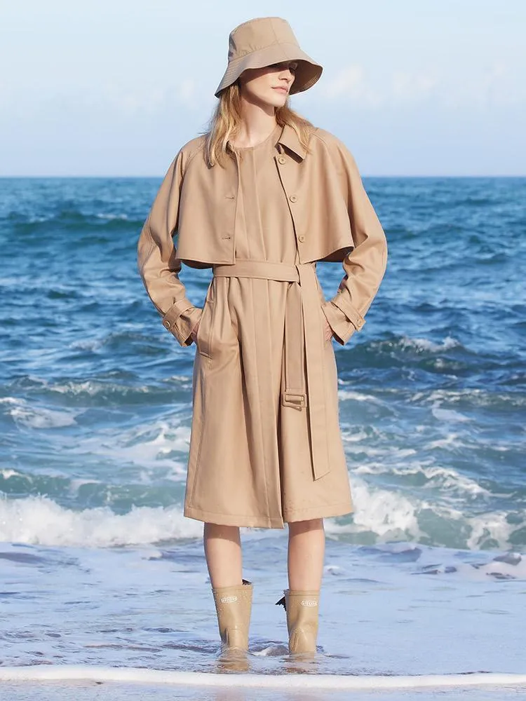 Worsted Wool Trench Coat (Jacket Vest Dress)
