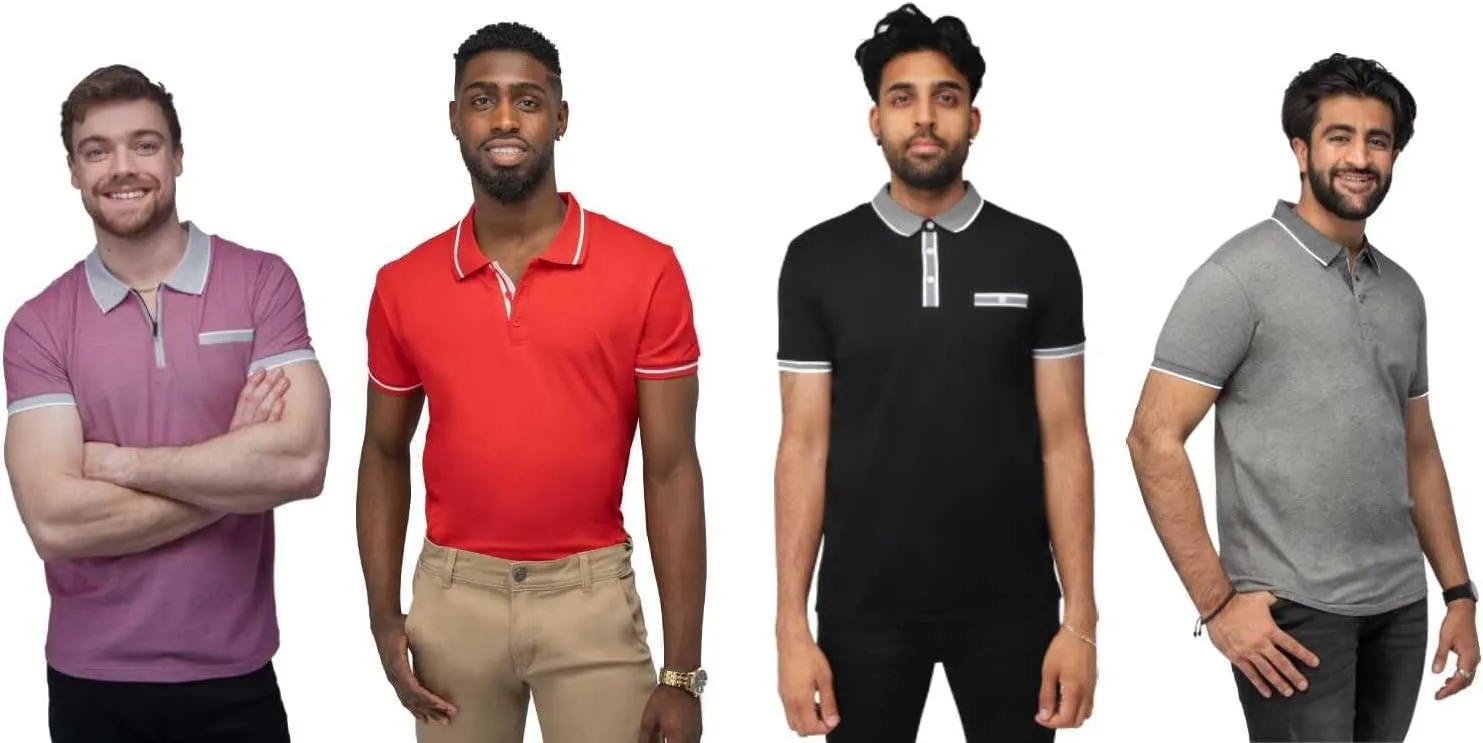 X RAY Men's Polo Shirts Short Sleeve, Slim Performance Stretch Cotton Golf Polos for Men