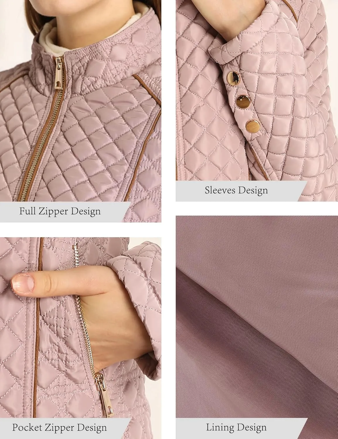 XULIKU Women's Quilted Jackets Lightweight Long Sleeve Stand Collar Padding Short Puffer Coat for Women Fall Winter