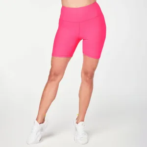 Zumba® Prep High Waisted Rib Biker Shorts - Pink Happy